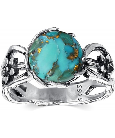 Opal Ring/Turquoise Ring/Lotus Ring 925 Sterling Silver Statement Rings Boho Flower Ring for Women Jewelry Gifts Size 5-9 Tur...