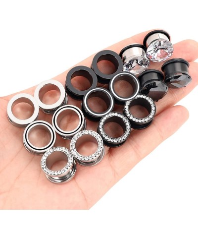 Stainless Steel 8 Pairs Ear Tunnels Hollow Plugs Gauges Stretcher Body Piercing Jewelry Size 2g-9/16 inch 8 Pairs, 1/2"(12MM)...