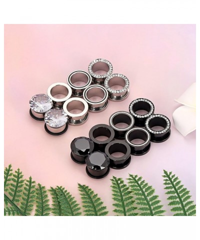 Stainless Steel 8 Pairs Ear Tunnels Hollow Plugs Gauges Stretcher Body Piercing Jewelry Size 2g-9/16 inch 8 Pairs, 1/2"(12MM)...