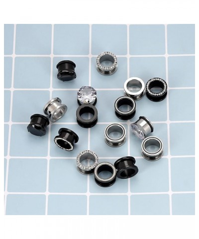 Stainless Steel 8 Pairs Ear Tunnels Hollow Plugs Gauges Stretcher Body Piercing Jewelry Size 2g-9/16 inch 8 Pairs, 1/2"(12MM)...