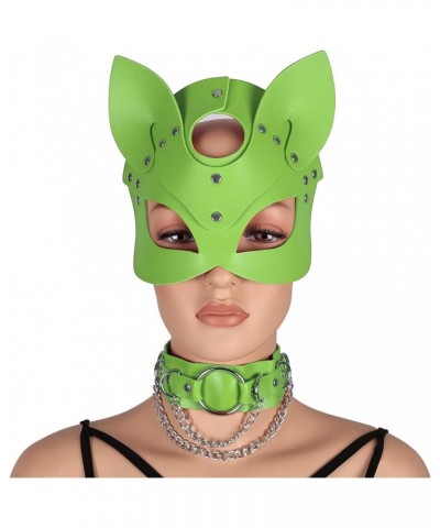 Women's Leather Mask and Metal Chain Necklace for Masquerade Party Punk Carnival Gothic Halloween Accessories Light green $13...