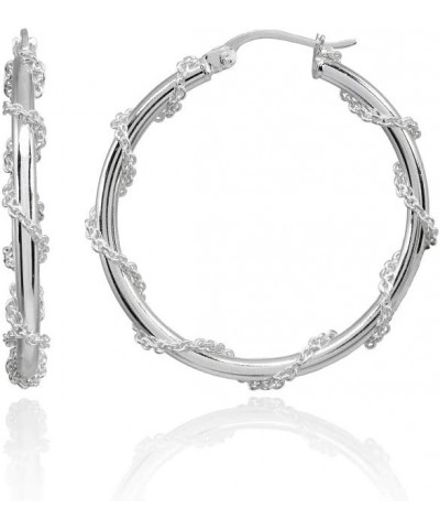 Sterling Silver Chain Wrap Click-Top Hoop Earrings, 15mm-30mm Sterling Silver - 30mm $13.56 Earrings