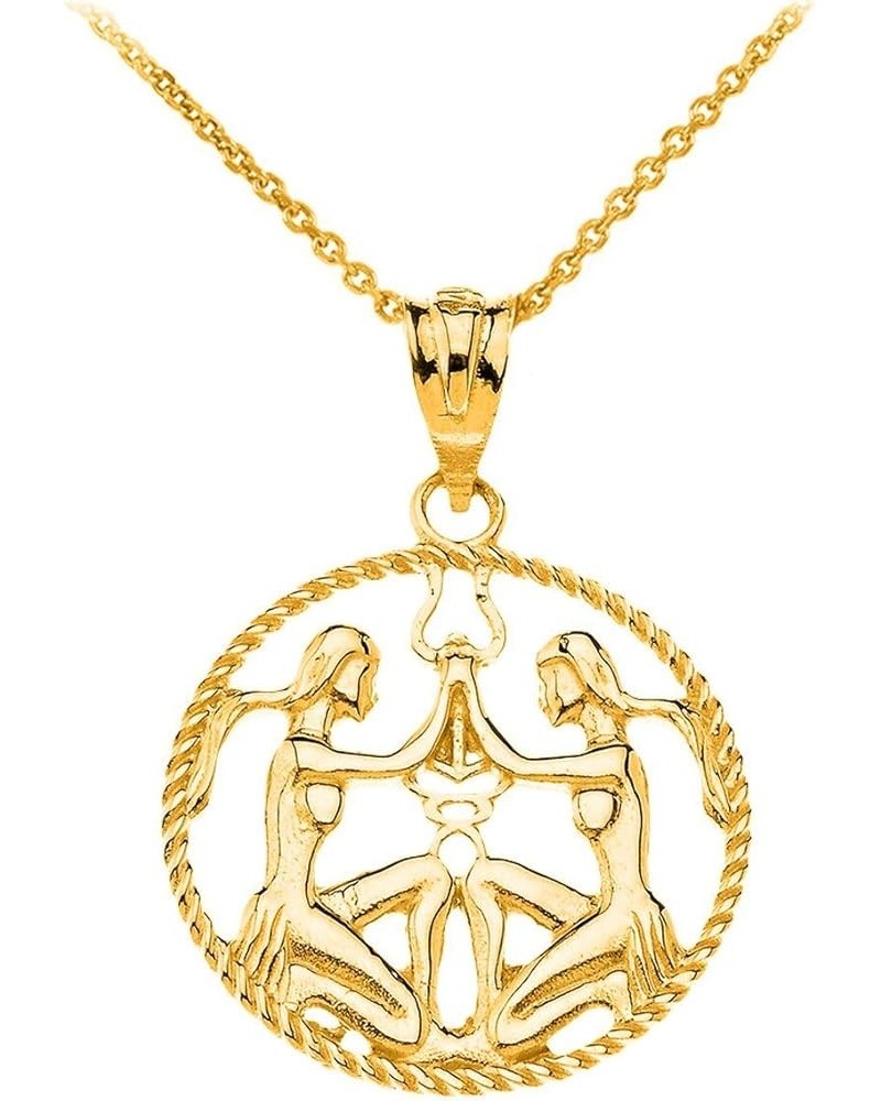 Astrology Jewelry 10k Gold Round Zodiac Sign Horoscope Constellation Rope-Style Pendant Necklace GEMINI 18.0 Inches $114.69 N...