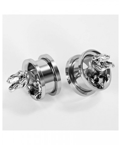 Ear Plugs Silver Screw Fit Tunnels Gauges Dinosaur Skull Stretchers Expander 2pcs style 1 00g(10mm) $10.06 Others