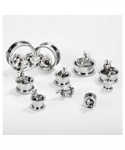 Ear Plugs Silver Screw Fit Tunnels Gauges Dinosaur Skull Stretchers Expander 2pcs style 1 00g(10mm) $10.06 Others