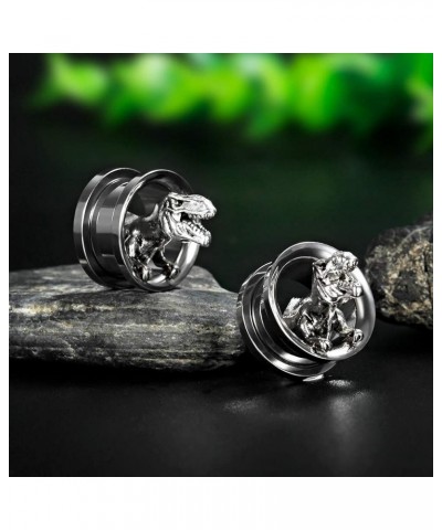 Ear Plugs Silver Screw Fit Tunnels Gauges Dinosaur Skull Stretchers Expander 2pcs style 1 00g(10mm) $10.06 Others