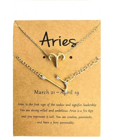 2Pcs 12 Constellation Zodiac Sign Layered Choker Necklaces Letter Astrology Horoscope with Message Card for Women Girls Jewel...