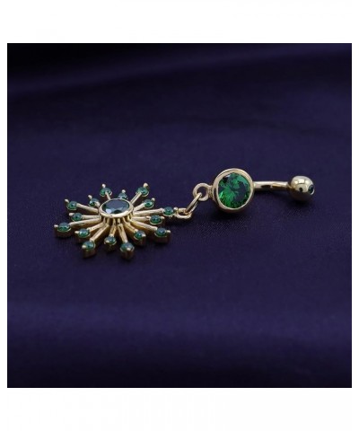 Snowflake Belly Button Navel Ring in 14K Gold Over Sterling Silver Yellow Gold Over : Simulated Emerald $24.90 Rings