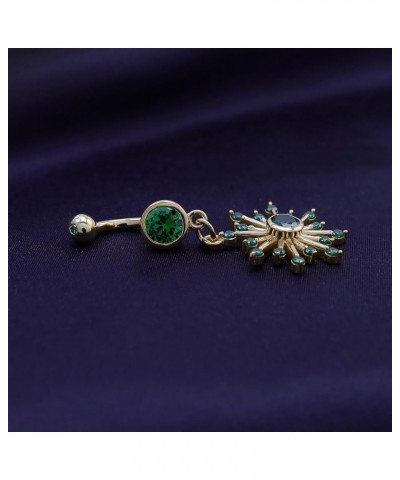 Snowflake Belly Button Navel Ring in 14K Gold Over Sterling Silver Yellow Gold Over : Simulated Emerald $24.90 Rings