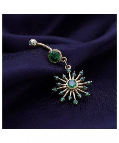 Snowflake Belly Button Navel Ring in 14K Gold Over Sterling Silver Yellow Gold Over : Simulated Emerald $24.90 Rings