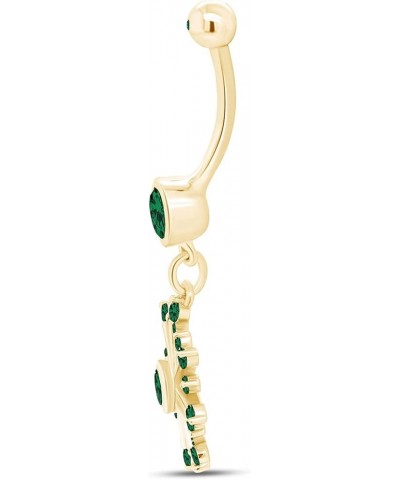 Snowflake Belly Button Navel Ring in 14K Gold Over Sterling Silver Yellow Gold Over : Simulated Emerald $24.90 Rings