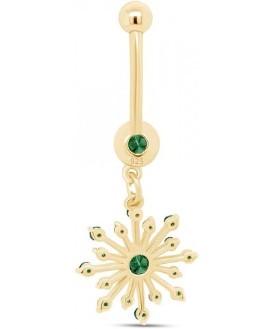 Snowflake Belly Button Navel Ring in 14K Gold Over Sterling Silver Yellow Gold Over : Simulated Emerald $24.90 Rings