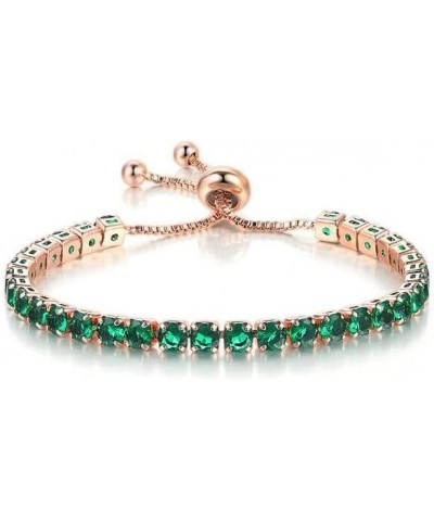 10k Rose Gold 7 Cttw Round Adjustable Tennis Plated Bracelet Created Emerald $7.64 Bracelets