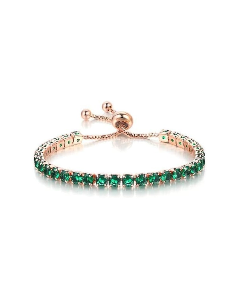 10k Rose Gold 7 Cttw Round Adjustable Tennis Plated Bracelet Created Emerald $7.64 Bracelets