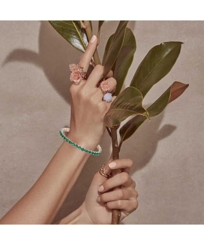 10k Rose Gold 7 Cttw Round Adjustable Tennis Plated Bracelet Created Emerald $7.64 Bracelets