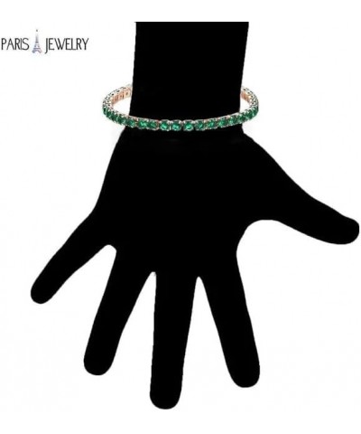 10k Rose Gold 7 Cttw Round Adjustable Tennis Plated Bracelet Created Emerald $7.64 Bracelets