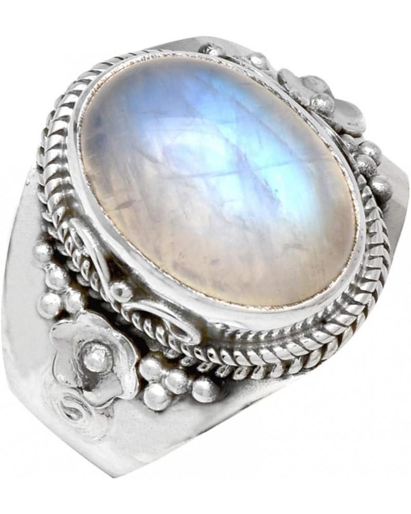 Moonstone Purple Copper Turquoise Solid 925 Sterling Silver Chunky Ring Moonstone $22.79 Rings