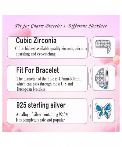 S925 Sterling Silver A~Z Letters Charms with 5A Cubic Zircon Stones, Butterfly Alphabet Beads fit Pandora European Bracelets ...