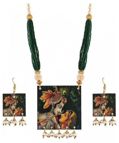 Indian Royal King Portrait Fully Handpainted Wooden Necklace Jewellery Set With Earrings Set For Women (ML283-84) Style 2 $9....