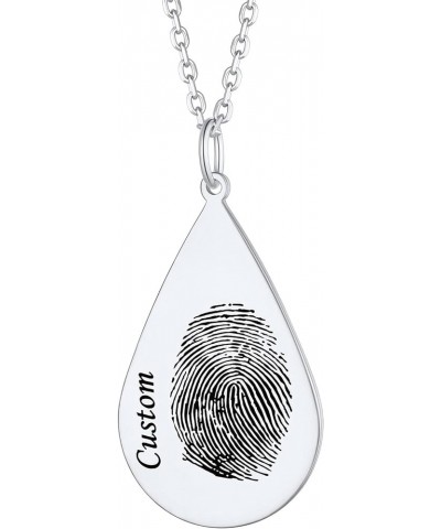 Fingerprint Necklace Customized,Custom Memorial Jewelry with Loved One's Finger Print/Thumbprint,Stainless Steel/925 Sterling...