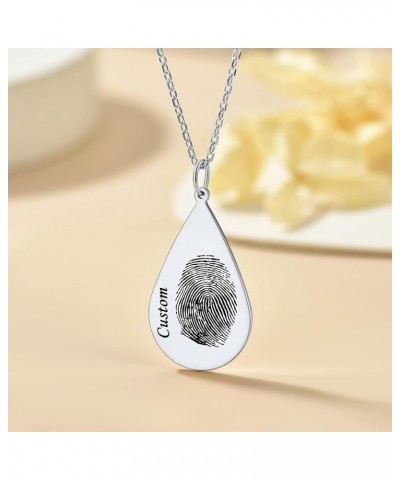 Fingerprint Necklace Customized,Custom Memorial Jewelry with Loved One's Finger Print/Thumbprint,Stainless Steel/925 Sterling...