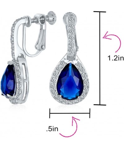 Bridal Jewelry Set 7-15 CT Vintage Style Halo Cubic Zirconia AAA CZ Huggie Pierced Snap Drop Teardrop Screw Back Clip On Earr...