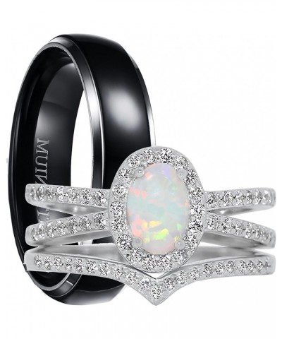 His and Her Wedding Set TRIO 3 PCS Matching Couples Rings Bridal Engagement Bands Set Him Her Her 07 - His 9 $39.90 Sets