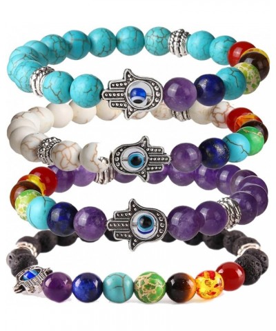 Evil Eye Bracelet Lava Rock Essential Oil Diffuser Bracelet 7 Chakra Bracelet 4 Pcs A：4 Evil Eye $6.75 Bracelets