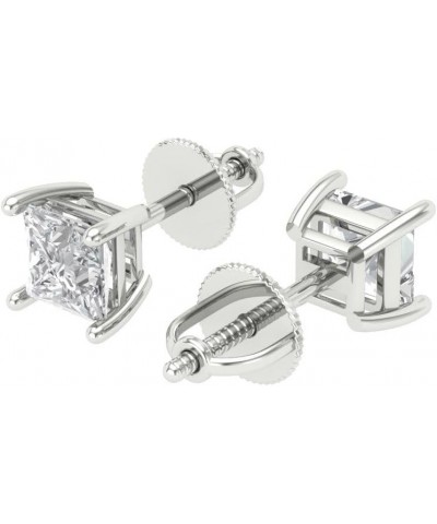 0.5 ct Princess Cut VVS1 Conflict Free Solitaire Genuine Moissanite Designer Stud Earrings Solid 14k White Gold Screw Back $8...