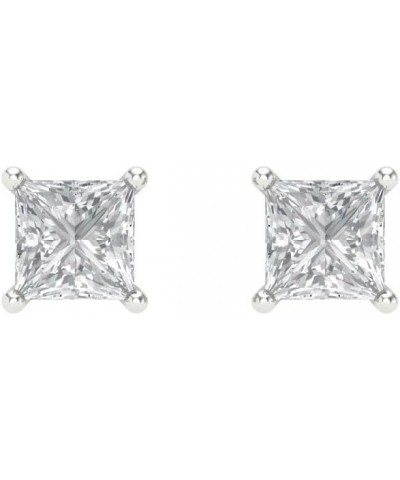 0.5 ct Princess Cut VVS1 Conflict Free Solitaire Genuine Moissanite Designer Stud Earrings Solid 14k White Gold Screw Back $8...