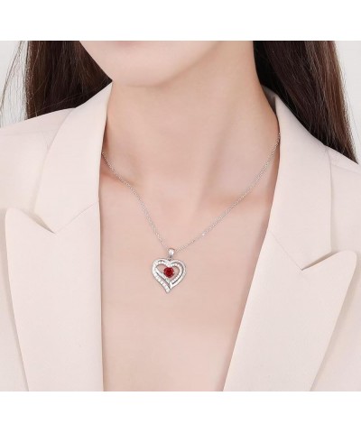 Forever Love Heart Pendant Necklaces for Women 925 Sterling Silver with Birthstone Swarovski Crystal, Birthday,Anniversary,Pa...