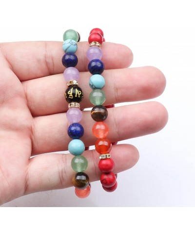 Chakra Bracelets for Women, Yoga Healing Gemstone Bracelet for Anxiety, Crystal Meditation Energy Balancing Bracelets red tur...