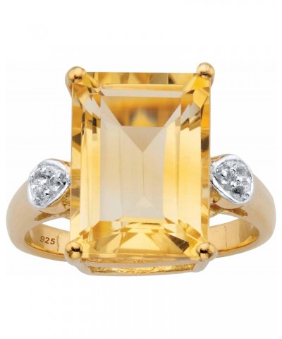 PalmBeach Yellow Gold-plated Sterling Silver Emerald Cut Genuine Yellow Citrine and Round Genuine Topaz Ring Sizes 6-10 $53.6...