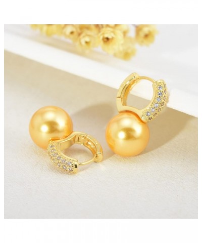 Pearl Drop Earrings Pearl Huggie Earrings 12mm Pearl Diamond Earrings with Allergy-free pins Gold $9.66 Earrings