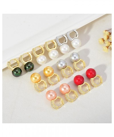 Pearl Drop Earrings Pearl Huggie Earrings 12mm Pearl Diamond Earrings with Allergy-free pins Gold $9.66 Earrings