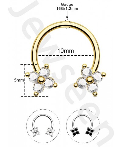 Septum Rings 16g Septum Jewelry Gold Cartilage Earring Surgical Steel Daith Piercing Jewelry Nose Ring Hoop Clover Helix Conc...