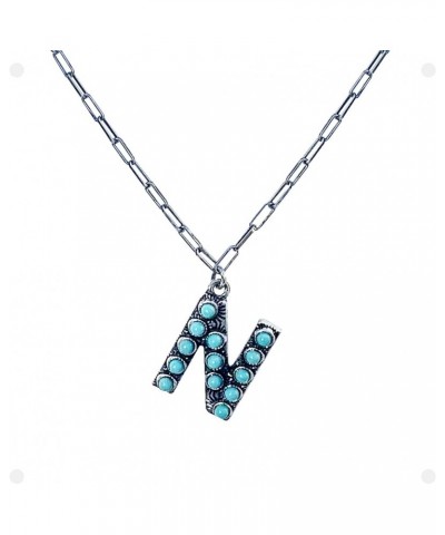 Western Boho Turquoise Letter A-Z Pendant Initial Necklace N $10.25 Necklaces