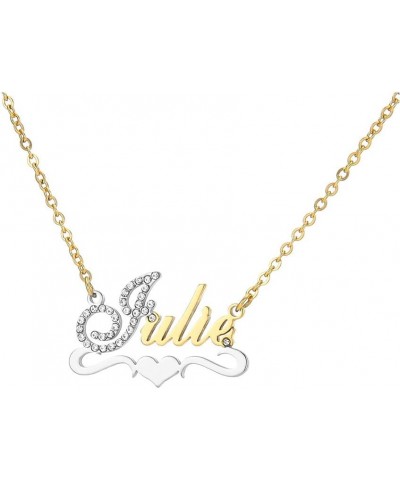 Custom Gold My Name Necklace Plate Dainty Initial Necklace Personalized Customizable Short Crystal Necklaces for Women Julie ...