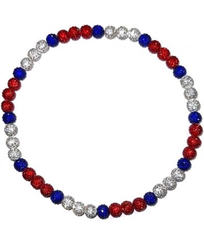 Rhinestone Crystal Pollyanna Bling Disco Ball Beaded Bead Baseball Player Necklace, Red White Blue 18" inches $14.26 Necklaces