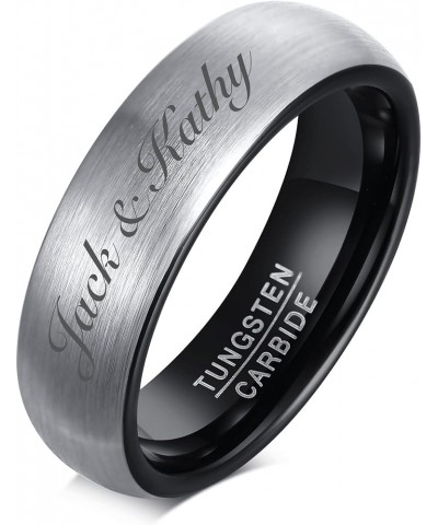 Personalized Tungsten Ring for Men - Free Engraved Customized Name Minimalist Ring Tungsten Carbide Wedding Band for him,Matt...