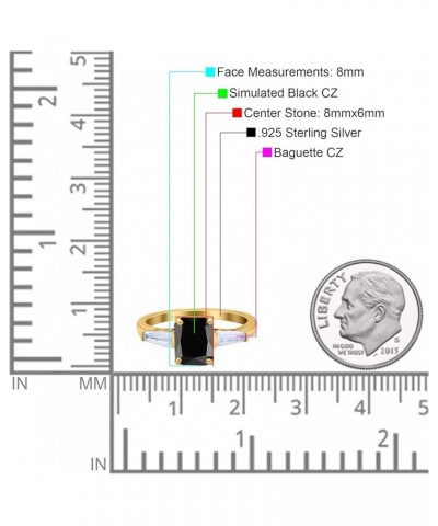 Art Deco Wedding Bridal Engagement Ring Emerald Cut 8mmx6mm Baguette Three Stone Simulated Cubic Zirconia 925 Sterling Silver...