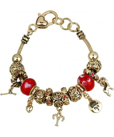 Zodiac Charm Bracelet Multi-Color Slide Metal Murano Beads Silvertone Style 5 - Aries (Mar 21 - Apr 20) $13.19 Bracelets