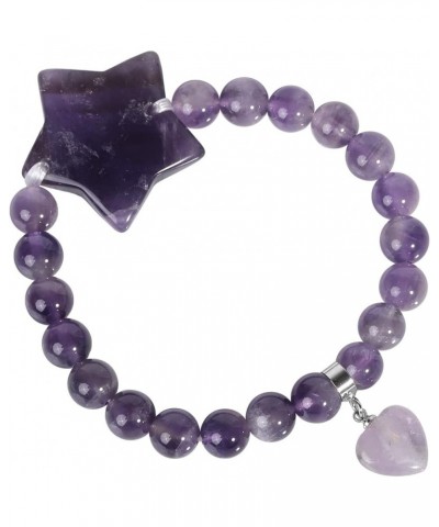 Crystal Bracelet for Women Healing Stone Bracelet 8mm Beads Energy Heart Charm Jewelry 1 Star & Amethyst $10.35 Bracelets