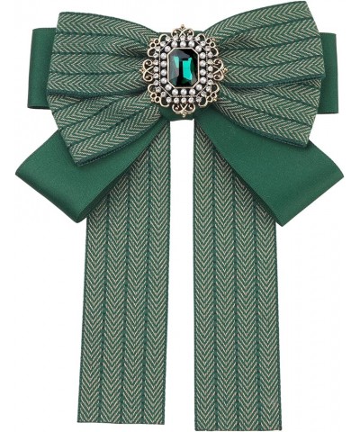 Bow Ties Striped Pre-Tied Long Tail Ribbon Brooch Pin for Women Fashion Green $12.17 Brooches & Pins