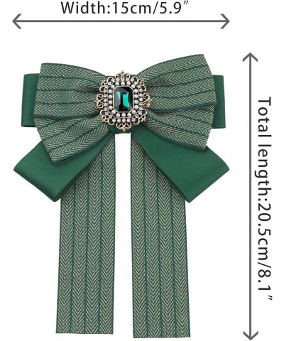 Bow Ties Striped Pre-Tied Long Tail Ribbon Brooch Pin for Women Fashion Green $12.17 Brooches & Pins