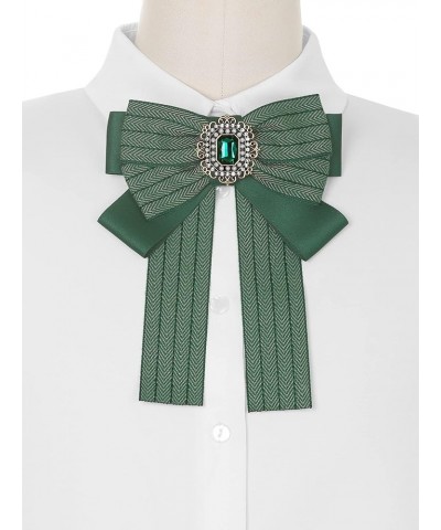 Bow Ties Striped Pre-Tied Long Tail Ribbon Brooch Pin for Women Fashion Green $12.17 Brooches & Pins