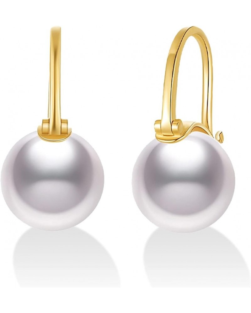 10K/14k/18K Solid Gold Pearl Earrings for Women Freshwater Pearl Dangle Fine Jewelry Earring Classic White Pearl $101.20 Earr...