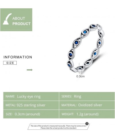 Evil Eye Infinity Ring for Women: 925 Sterling Silver Blue Eyes Stackable Rings Wedding Eternity Band Engagement Promise Cubi...