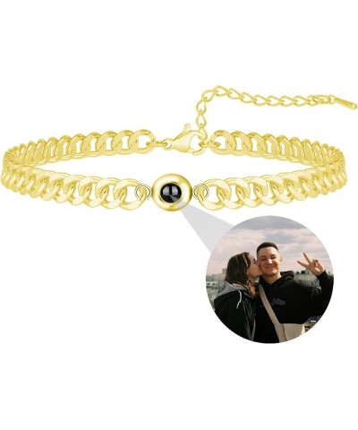 Personalized Photo Bracelet with Picture Inside Custom Photo Projection Bracelet Circle Photo Bracelet Cuban Chain Picture Br...