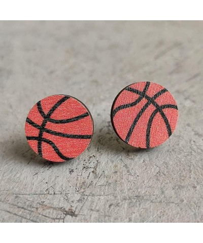 6 Pairs Sport Stud Earrings Cute Basketball Volleyball Baseball Football Rugby Lightweight Wooden Sport Earrings for Women Gi...